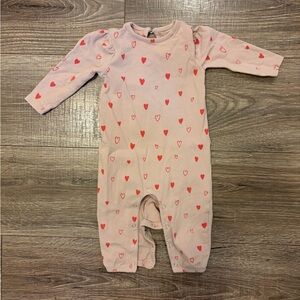 Pink Heart Patterned Kids One Piece